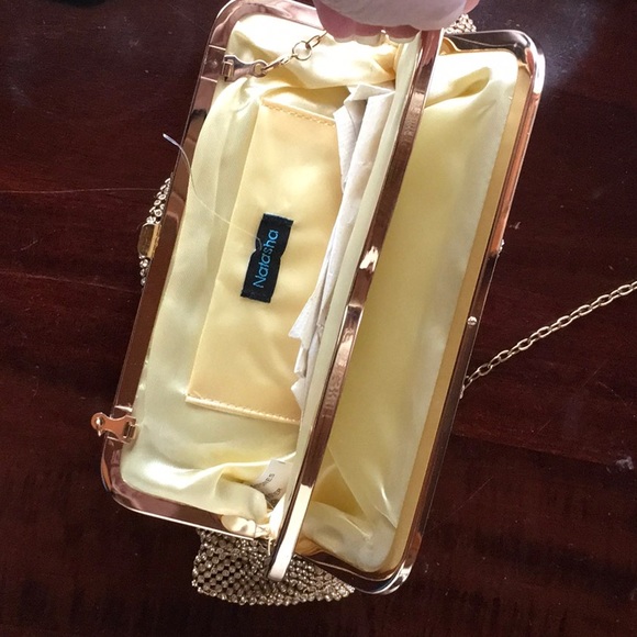 NWOT Natasha Rhinestone and Gold Clutch or shoulder bag - Picture 5 of 5